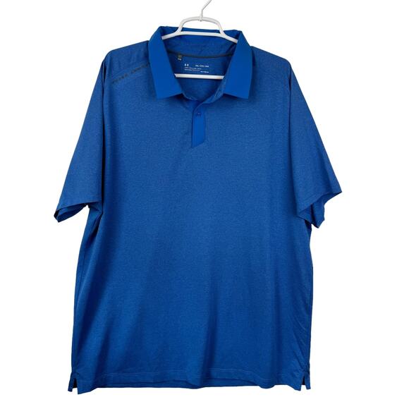 Men's Under Armour Blue‎ Threadborne Loose Heatgear Short Sleeve Polo Shirt 2XL - Picture 1 of 9